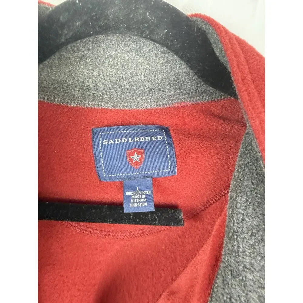 Saddlebred Red Pullover Men L 1/4 Zip Fleece Long Sleeve Maroon‎ College Preppy